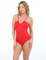 Traje de baño rebajado con amarras rojo