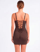 Vestido de traje de baño mujer ajustable cafe