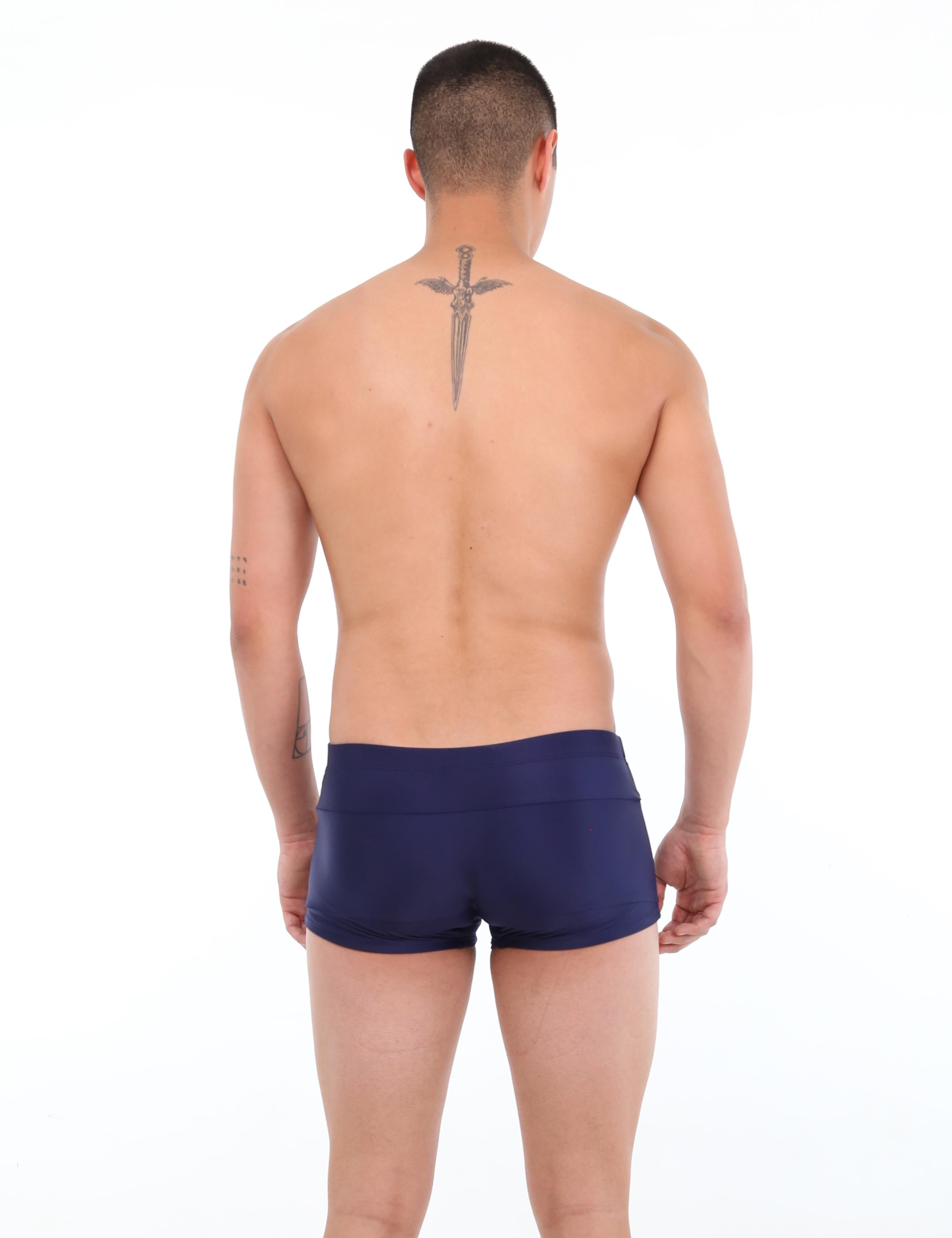 Traje de baño short bóxer para hombres azul marino