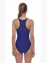 Traje de baño mujer natación con cierre amarillo