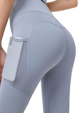 Calza con bolsillo de malla gris claro