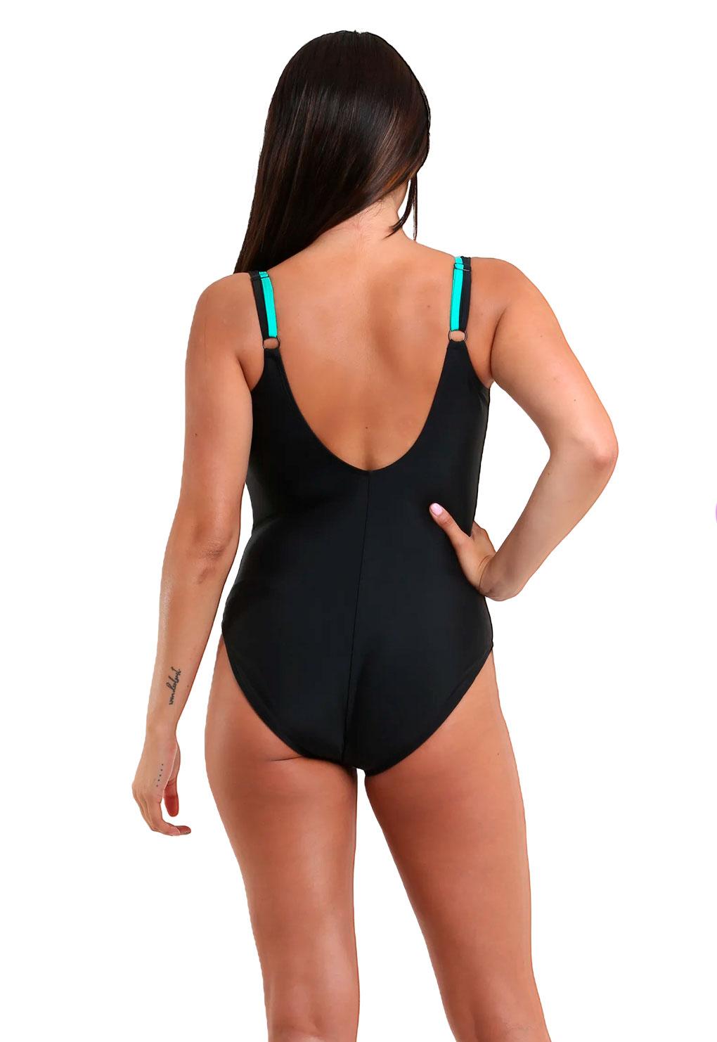 Sporty swimsuit with green trim