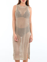 Salida de playa vestido largo beige