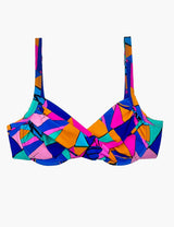 Bikini estilo sostén torcido copa C estampado azul