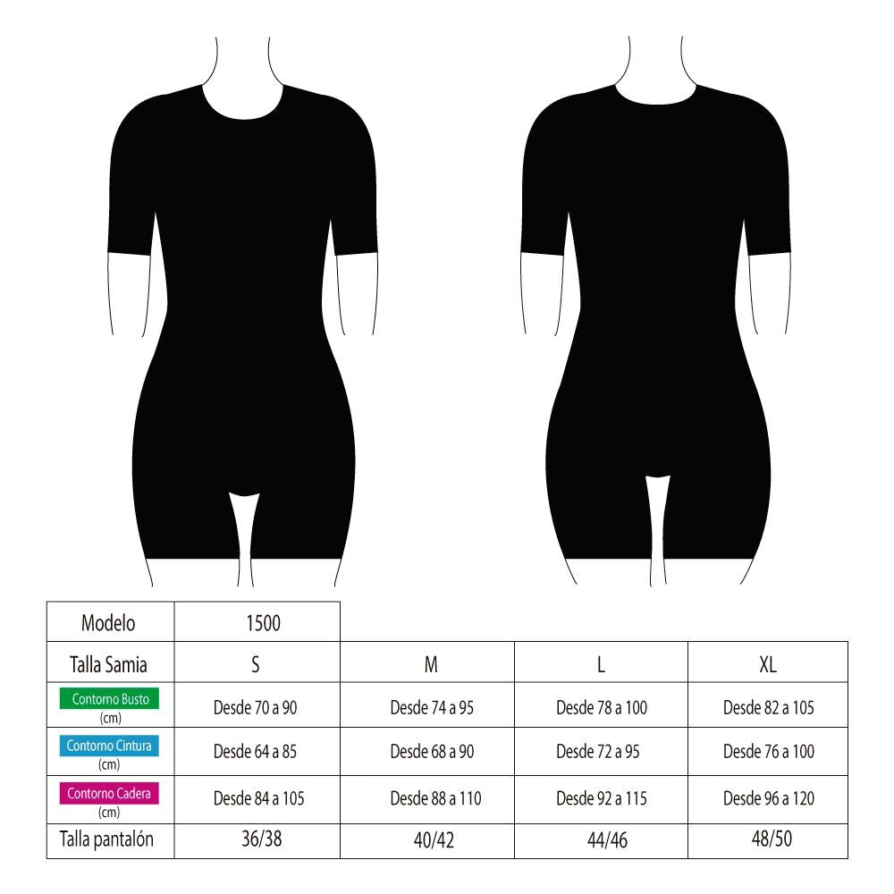 Traje de baño con piernas y mangas azul