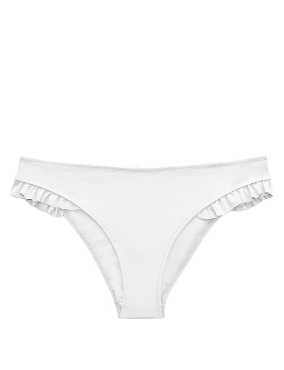 Bikini calzón con vuelos a los costados color blanco