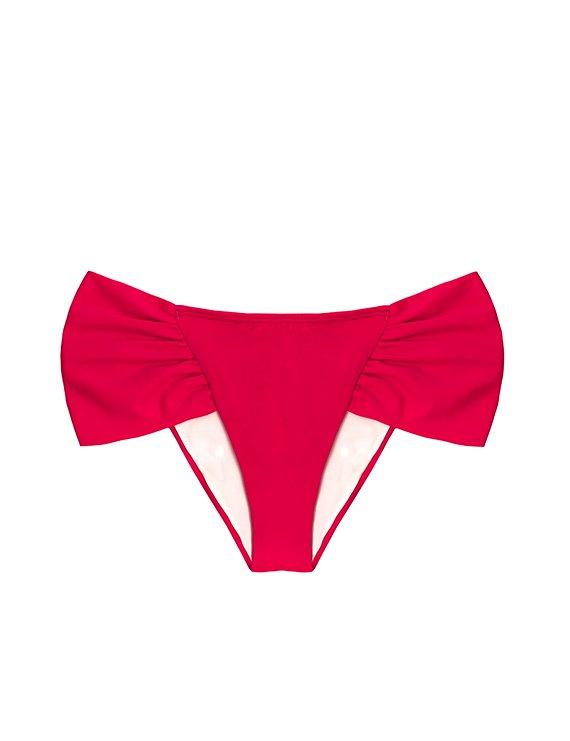 Bikini calzón con laterales drapeados rojo