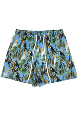 Men's short shorts with a light blue print and quick-drying