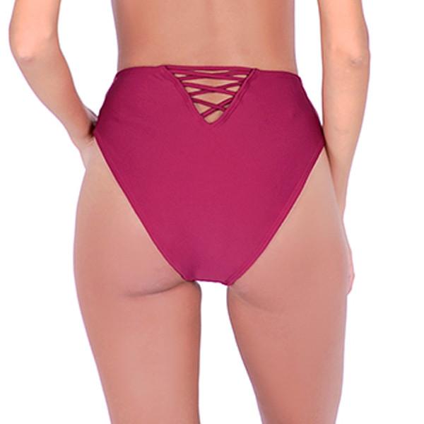Bikini calzón tiro alto con abertura trasera color morado