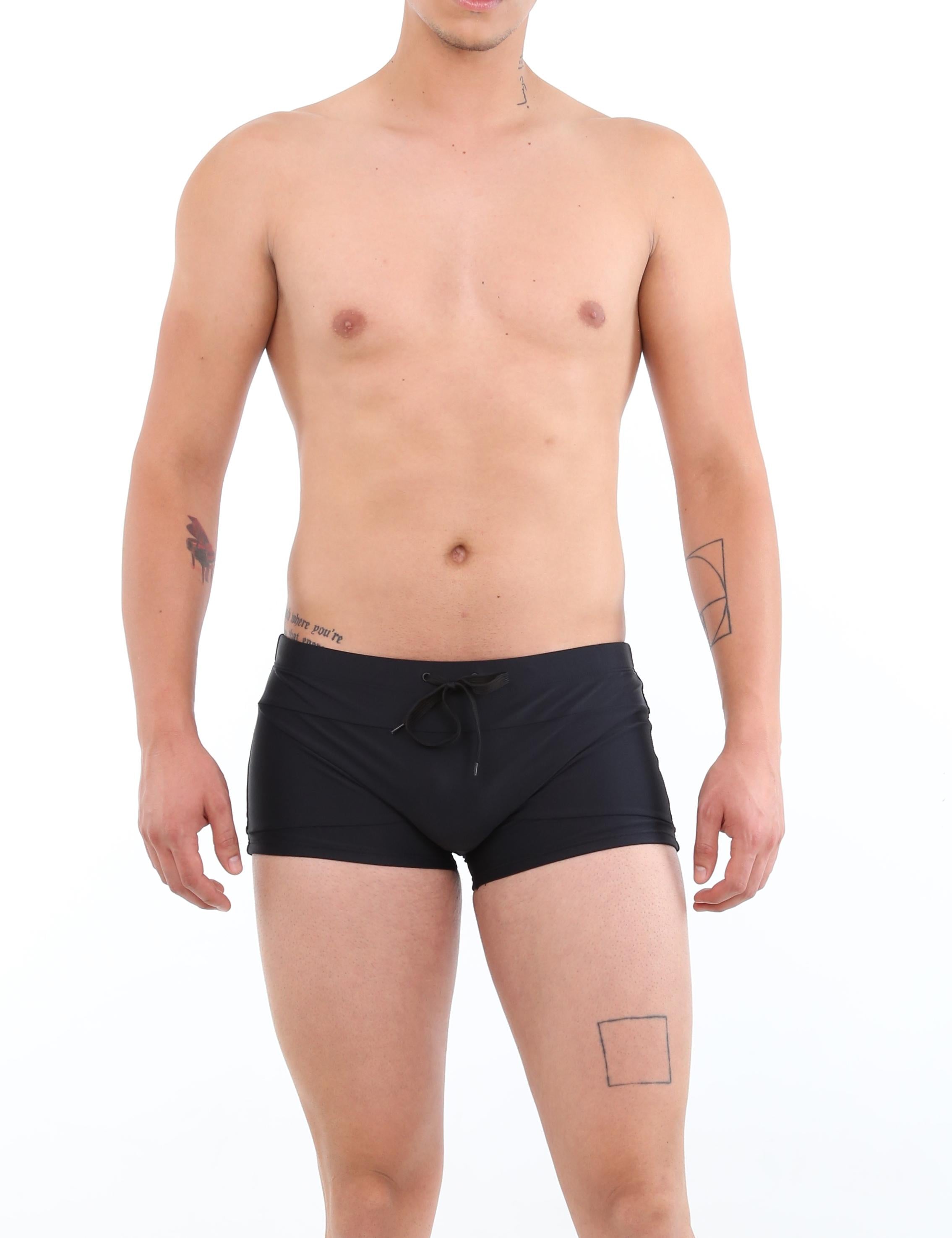 Traje de baño short bóxer para hombres negro