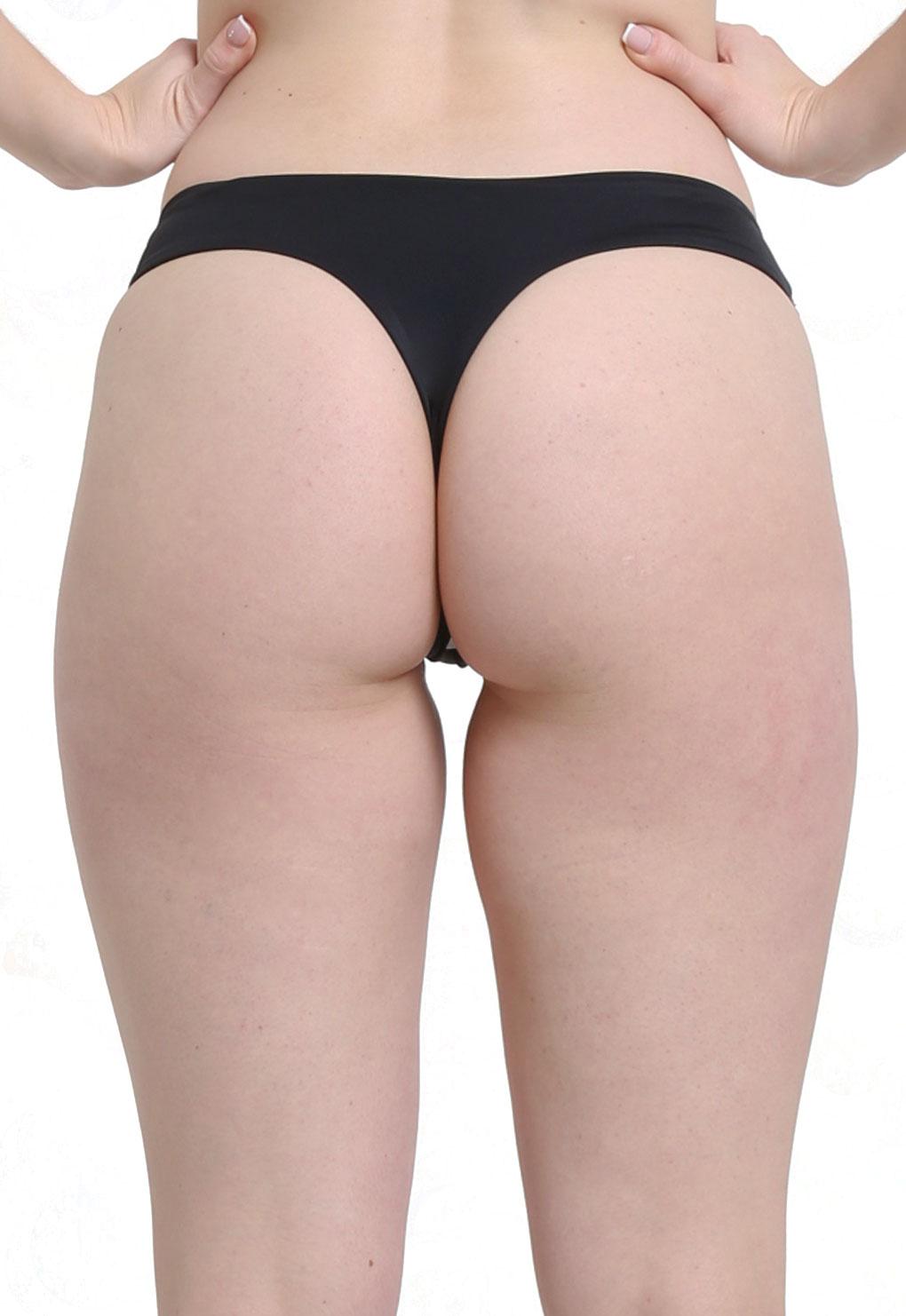Black invisible seam thong bikini briefs