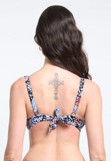 Bikini anudado copa C - D estampado azul