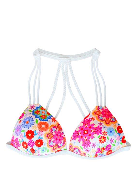 Bikini estilo sostén con espalda trenzada blanco