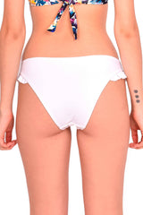 Bikini calzón con vuelos a los costados color blanco