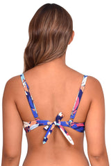 Bikini sostén copa grande estampado azul