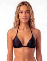 Bikini triángulo drapeado negro
