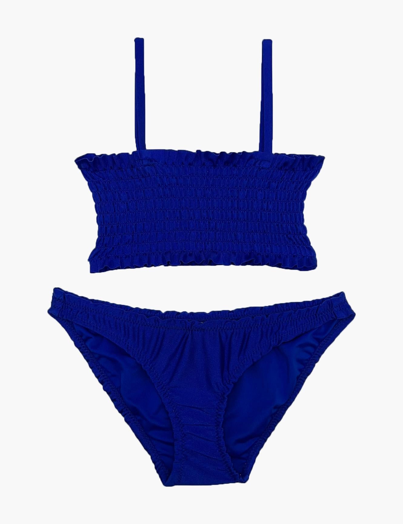 Two-piece blue girl's swimsuit 