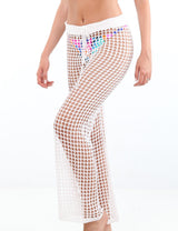 Salida de playa tipo pantalón blanco