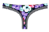 Printed reversible thong bikini briefs