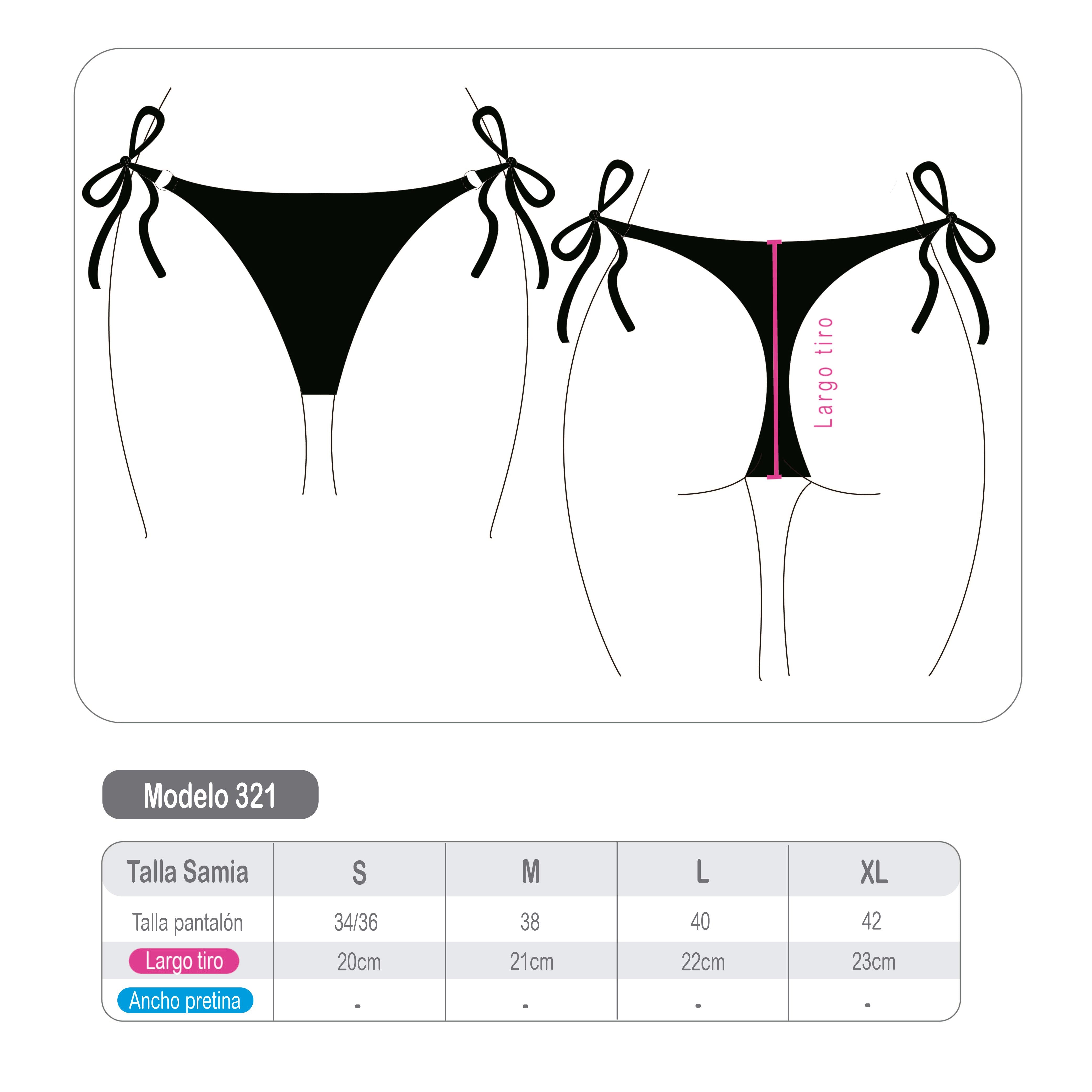 Basic thong bikini with beige ties