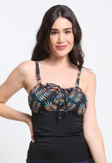 Polera tankini reductor estampado hojas