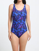 Traje de Baño Deportivo Morado Ajuste Perfecto Corte Espalda en V