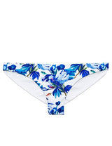 Blue printed draped back bikini briefs 