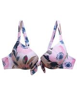 Bikini push up estampado rosado con nudo