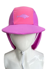 Girl's Fuchsia Swimsuit Sun Protection Cap