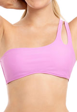 Top de bikini con un hombro morado