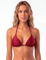 Bikini triángulo drapeado rojo brillante