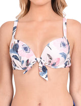 Bikini push up estampado rosado con nudo