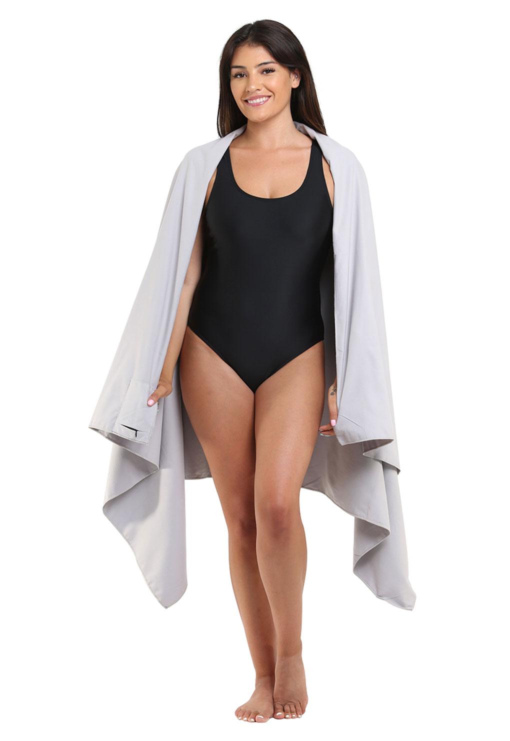 Toalla de microfibra secado rápido grande gris