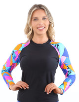 Polera mujer protección UV estampado azul