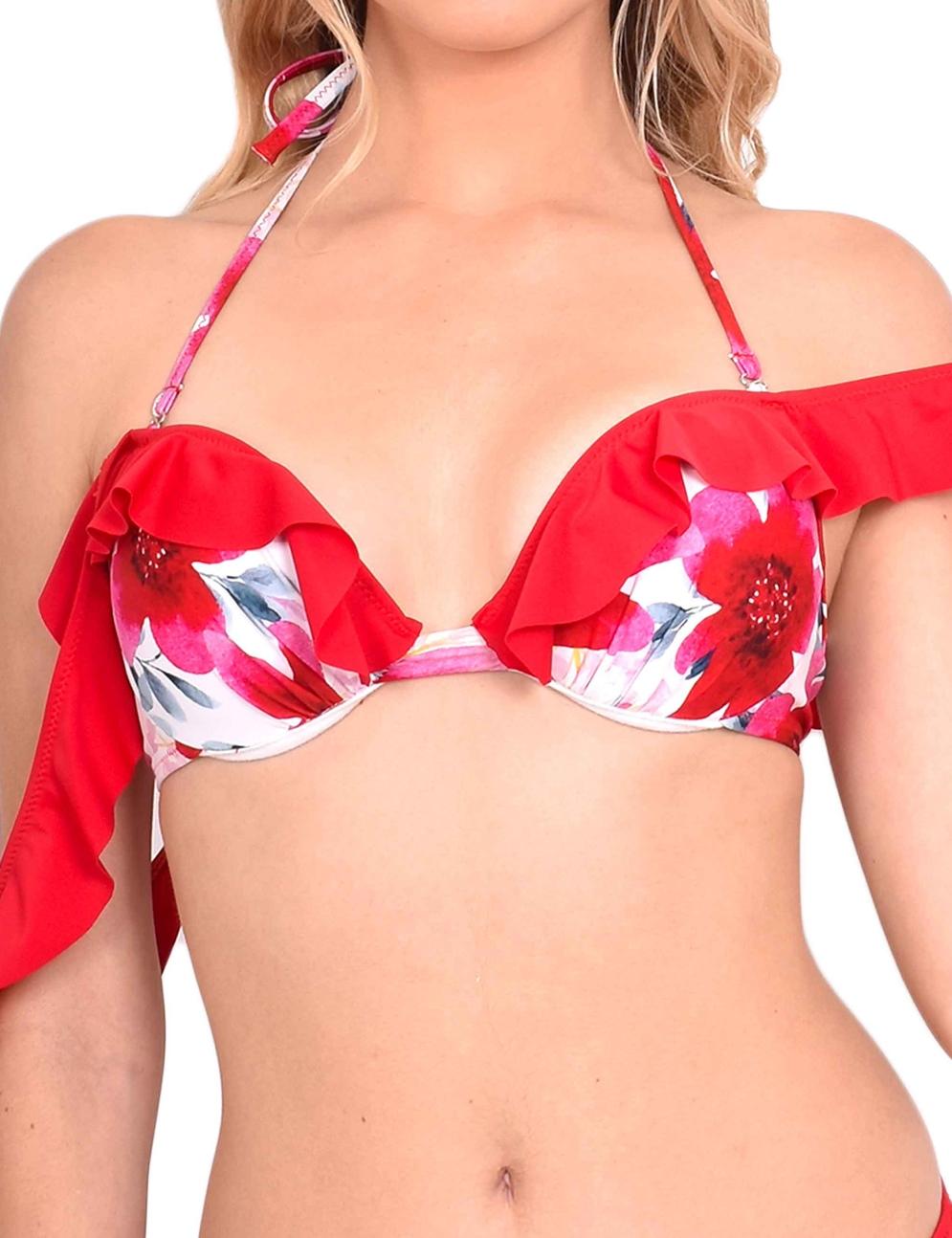 Bikini vuelos estampado rojo