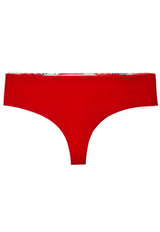 Red print high-waisted thong bikini briefs