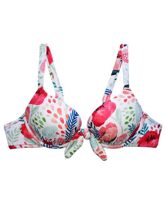 Bikini push up estampado rojo con nudo