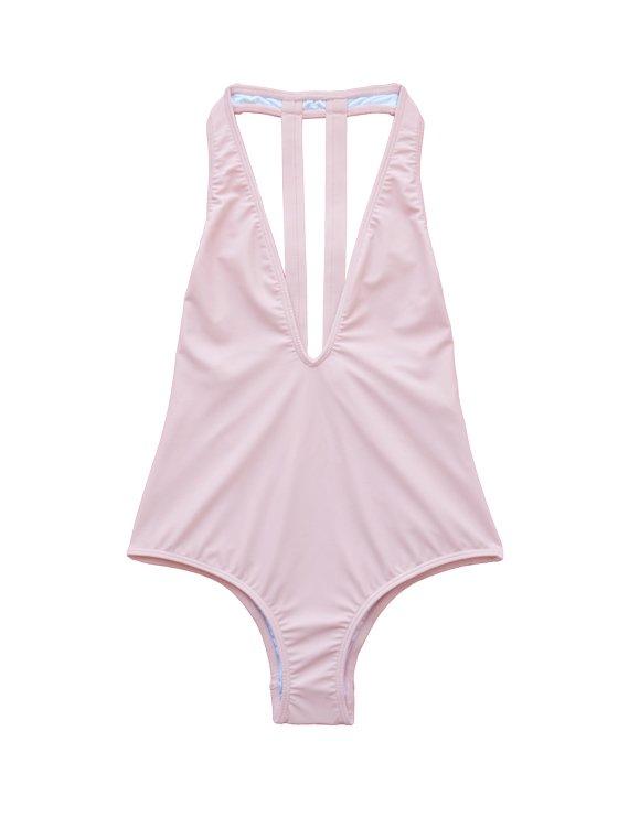 Pink low-cut swimsuit 