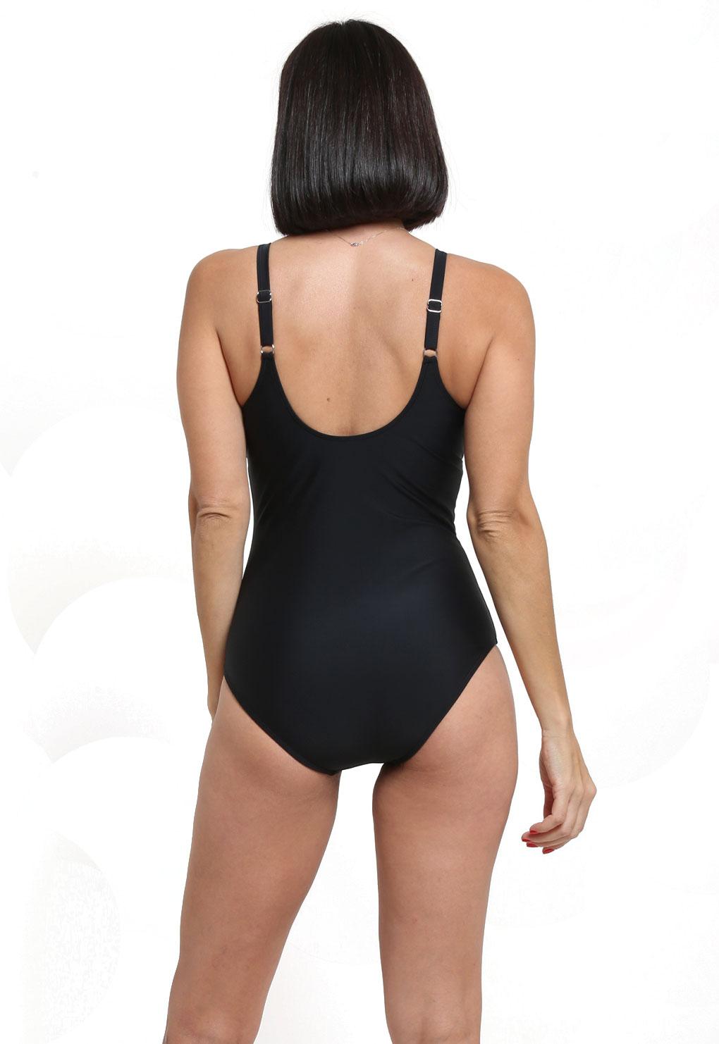 Enterito escote con vuelos negro