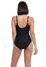 Enterito escote con vuelos negro