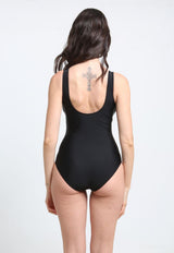 Orange print shaping swimsuit