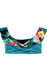 Green printed bikini top