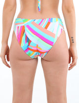 Bikini clásico costados drapeados estampado verde