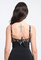 Polera tankini reductor estampado hojas