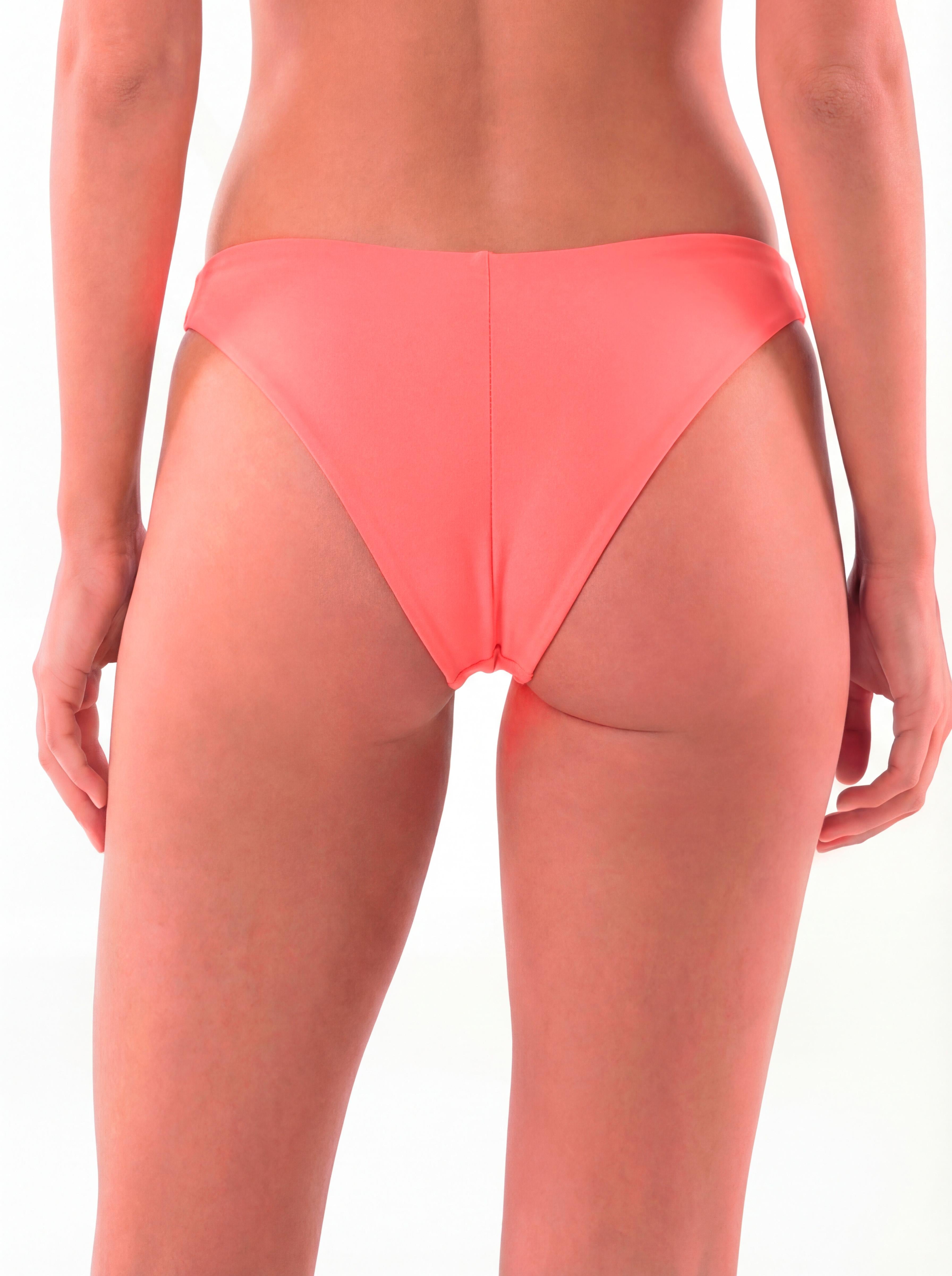 Bikini mujer calzón tanga laterales delgados coral