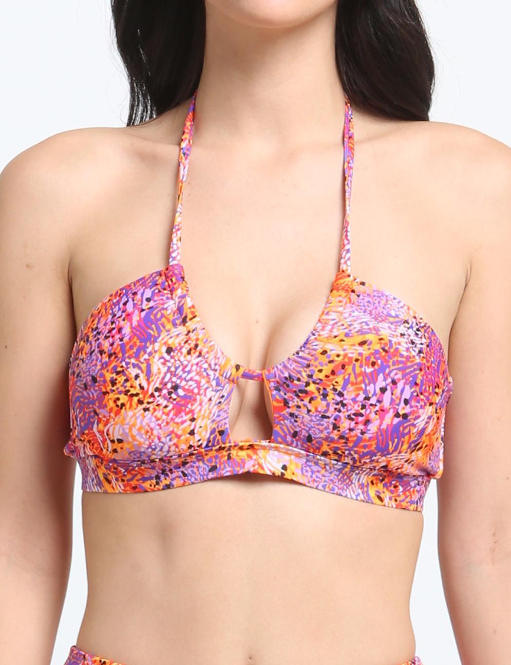 Printed waistband bandeau bikini