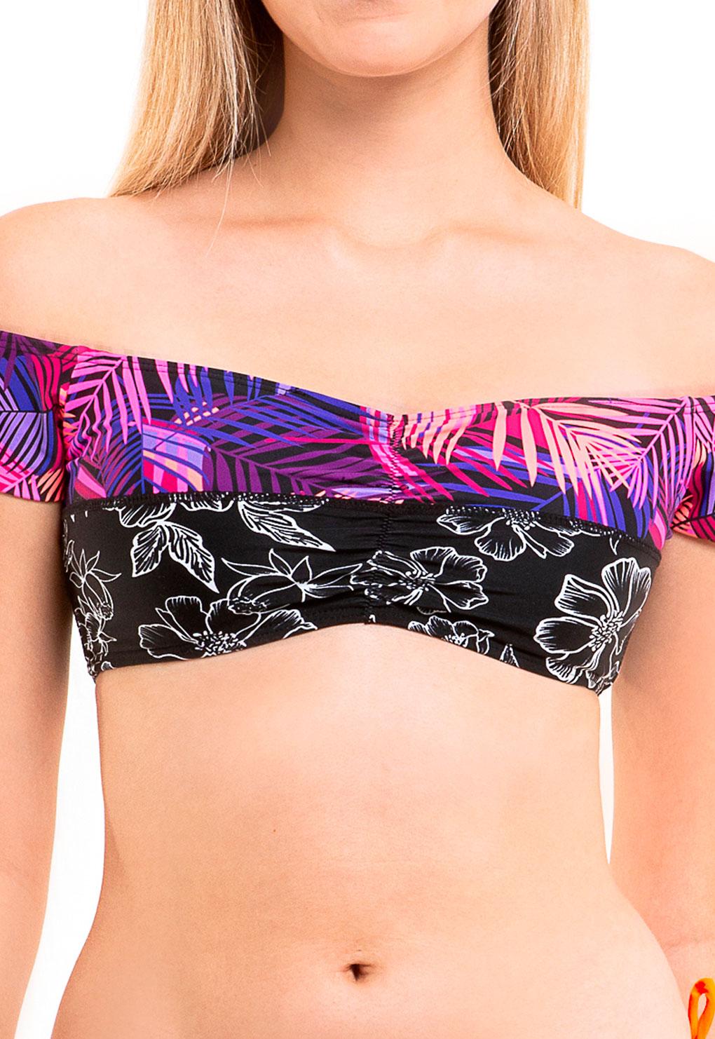 Purple printed bikini top