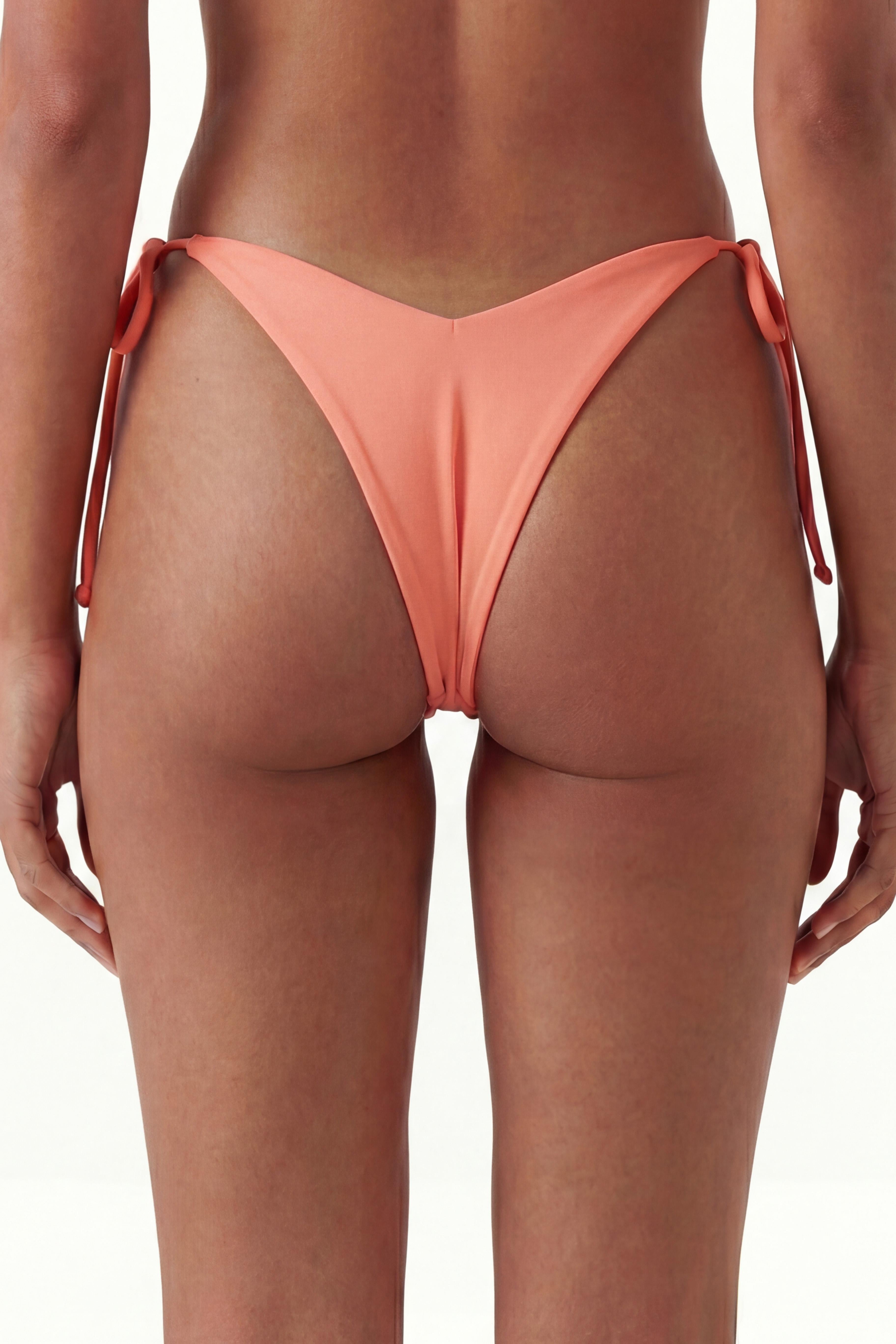 Bikini colales con amarras coral