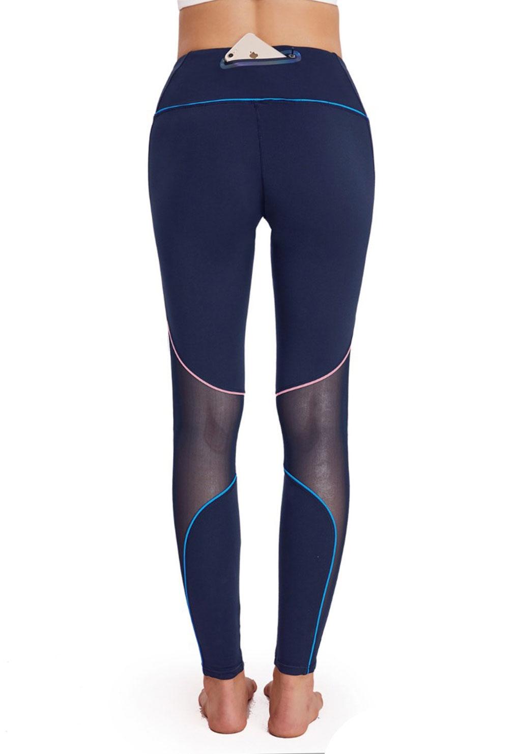 Calza con malla translúcida azul