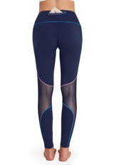 Calza con malla translúcida azul